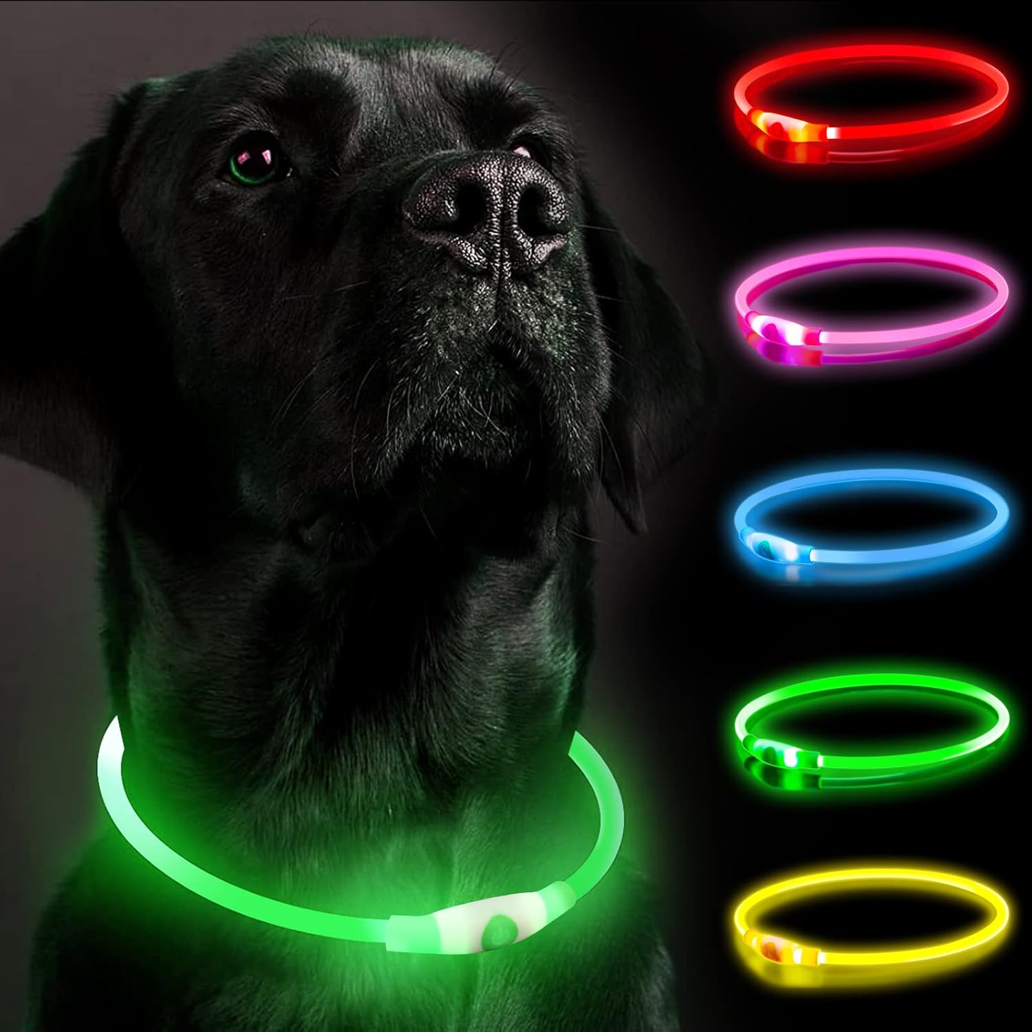 SerDa-Run Light Up Dog Collar, Dog Collar Lights for The Dark, Flashing Dog Collar Rechargeable, Size-Adjustable Light for Dog Collar with Three Modes(Blue) - Comfort Style