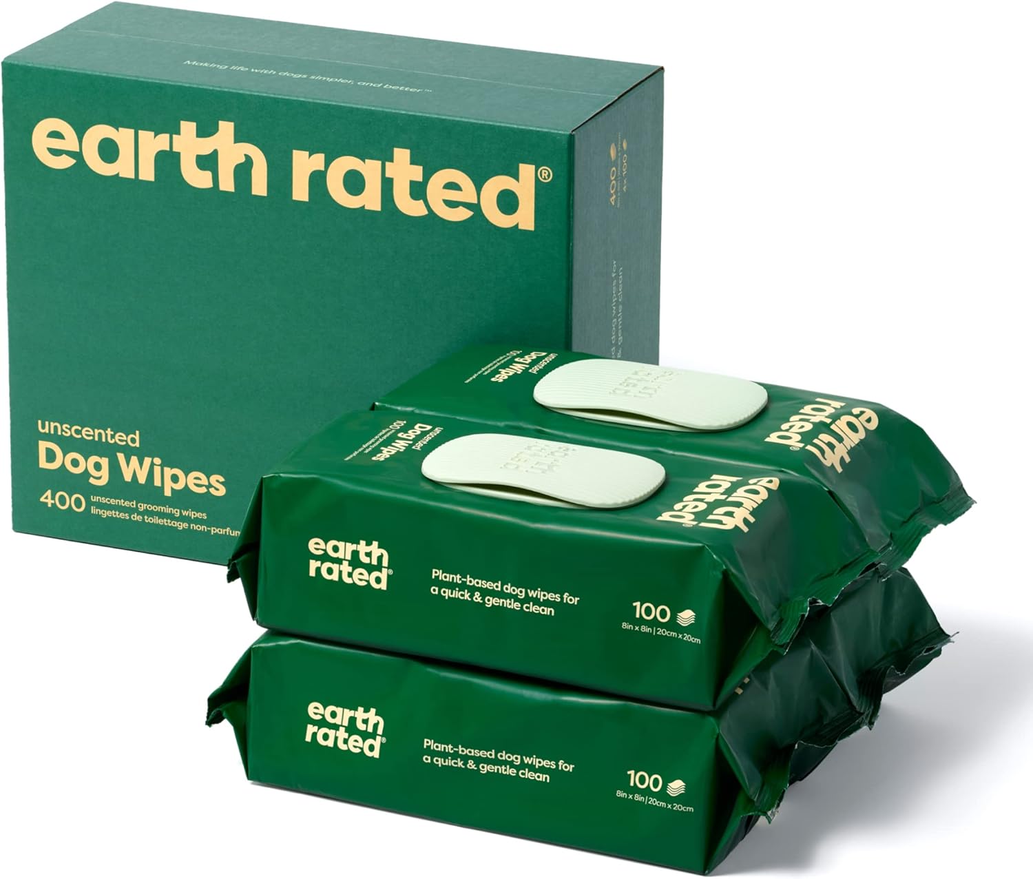 Earth Rated Hypoallergenic Dog Wipes, Cleaning and Odour-Controlling Grooming for Paws, Body, and Butt, Perfect for Puppy and Adult Dogs, Lavender Scent, 100 Count - Comfort Style