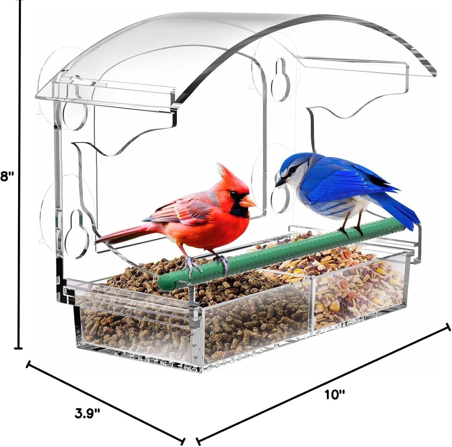 Window Bird Feeders with 4 Strong Suction Cups and Detachable Seed Tray for Small Birds only, BPYOT Acrylic Clear Bird Feeders are Unique Gardening Gifts for Elderly Grandpa/Grandma/Grandparents - Comfort Style
