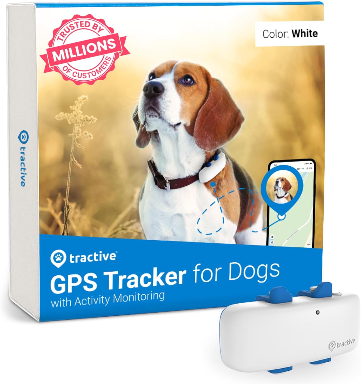 Tractive GPS Dog Tracker | Market leader | Real-time location tracking | Escape Alerts | Activity Monitoring | Health Alerts | Bark Monitoring | Works With Subscription (Black) - Comfort Style