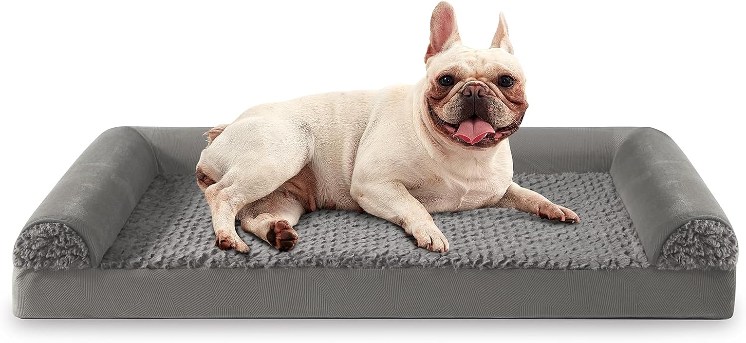 FURTIME Large Dog Bed(89 x 64cm), Orthopedic Memory Foam Dog Beds Sofa with Removable Flannel Cover, Washable Pet Bed, Good for Doberman Pinscher, Sheltie, Border Collie, Australian Herding Dog - Comfort Style