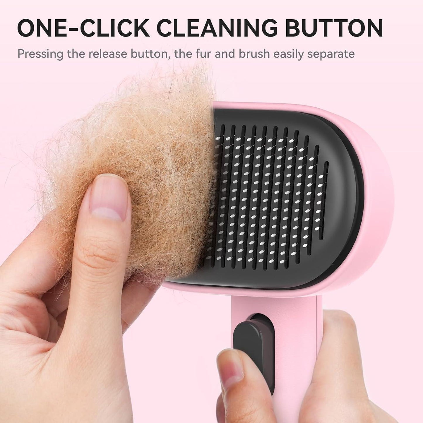 aumuca Cat Brush with Release Button, Cat Grooming Brush for Long or Short Haired Cats, Cat Hair Brush for Shedding Cat Comb for Pets Removing Loose Fur and Massage, White - Comfort Style