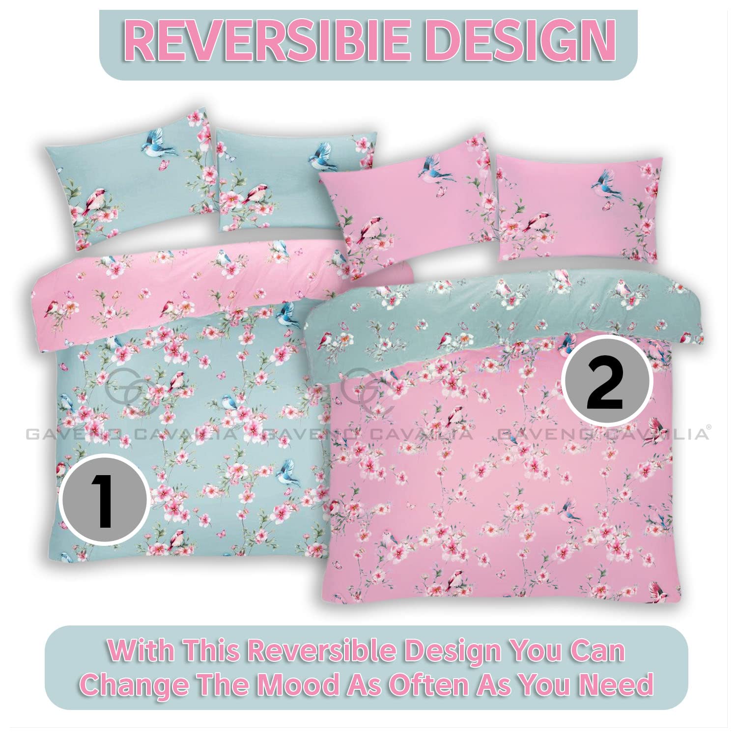 GC GAVENO CAVAILIA Duvet Cover With Pillow Cases - Polycotton Quilt Cover - Bedding Set - Comfort Style