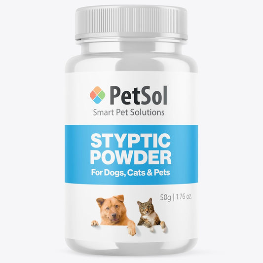PetSol Styptic Powder For Pets (Large 50g Tub) Stops Bleeding Fast in Dogs, Cats, Birds, Rabbits & Pets, Safe Treatment for Cuts, Nail Clipper Nicks and Grooming First Aid - Comfort Style