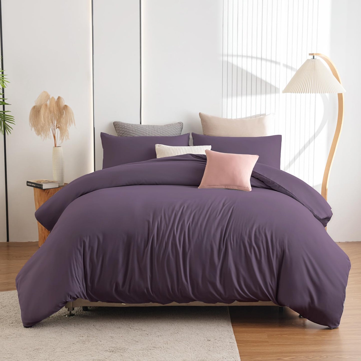 Soifox Duvet Cover Set - Bedding Set Bed with Zipper Closure, Soft Microfiber Duvet Cover with 2 Pillowcases - Comfort Style