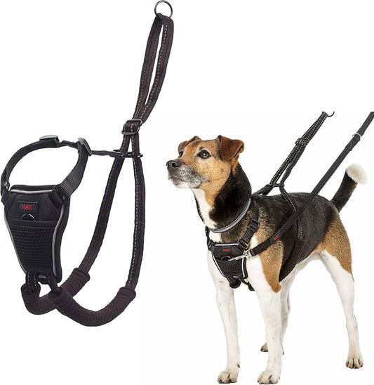 HALTI No Pull Harness Size Medium, Professional Dog Harness to Stop Pulling on the Lead, Easy to Use, Anti-Pull Training Aid, Adjustable, Reflective and Breathable, For Medium Dogs, Black - Comfort Style