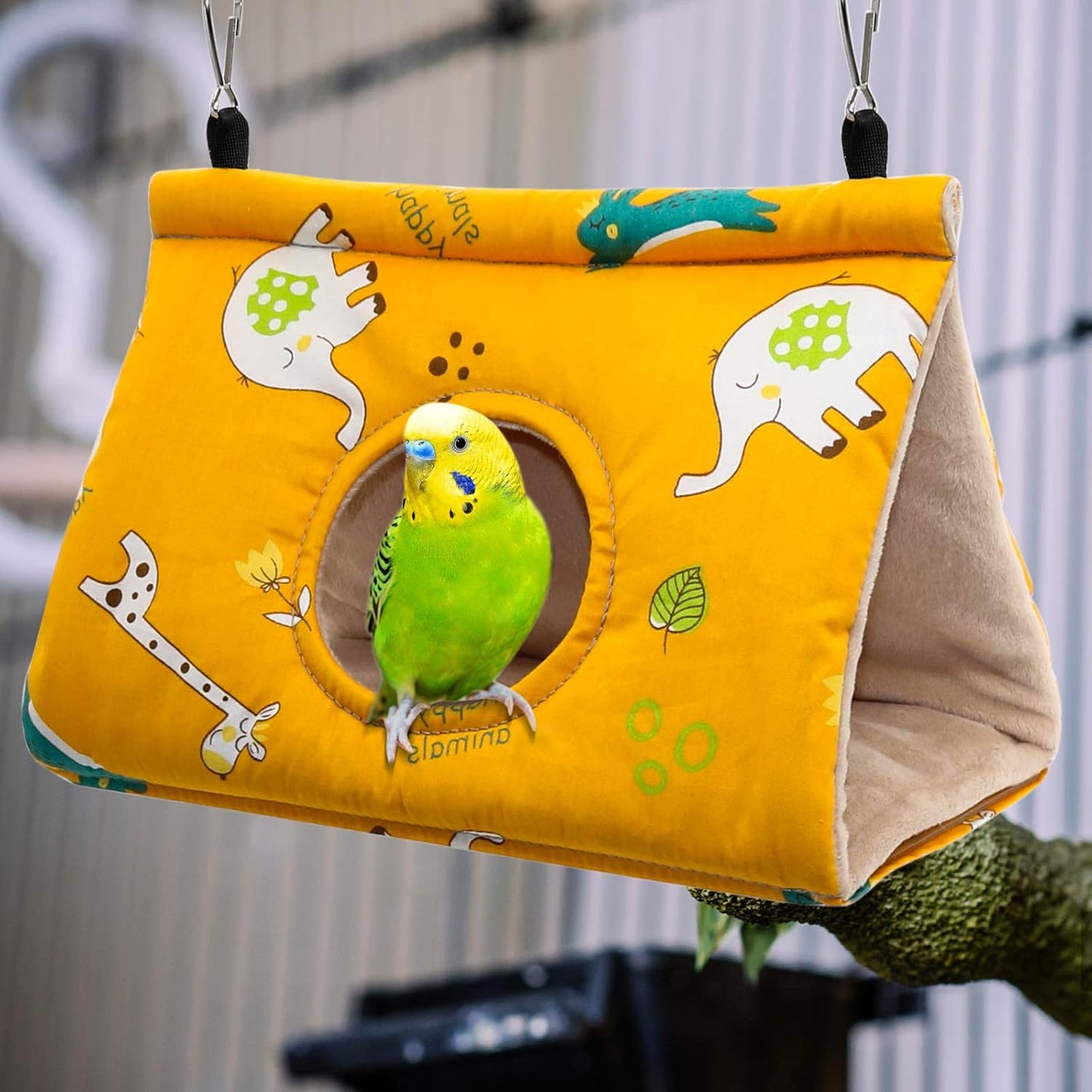 RANYPET Winter Warm Bird Nest House - Hanging Hammock Velvet Shed Hut Cage Plush Fluffy Birds Hideaway Sleeping Bed Fuzzy for Parrot Parakeet Cockatiels Budgies Lovebird African Grey - Comfort Style