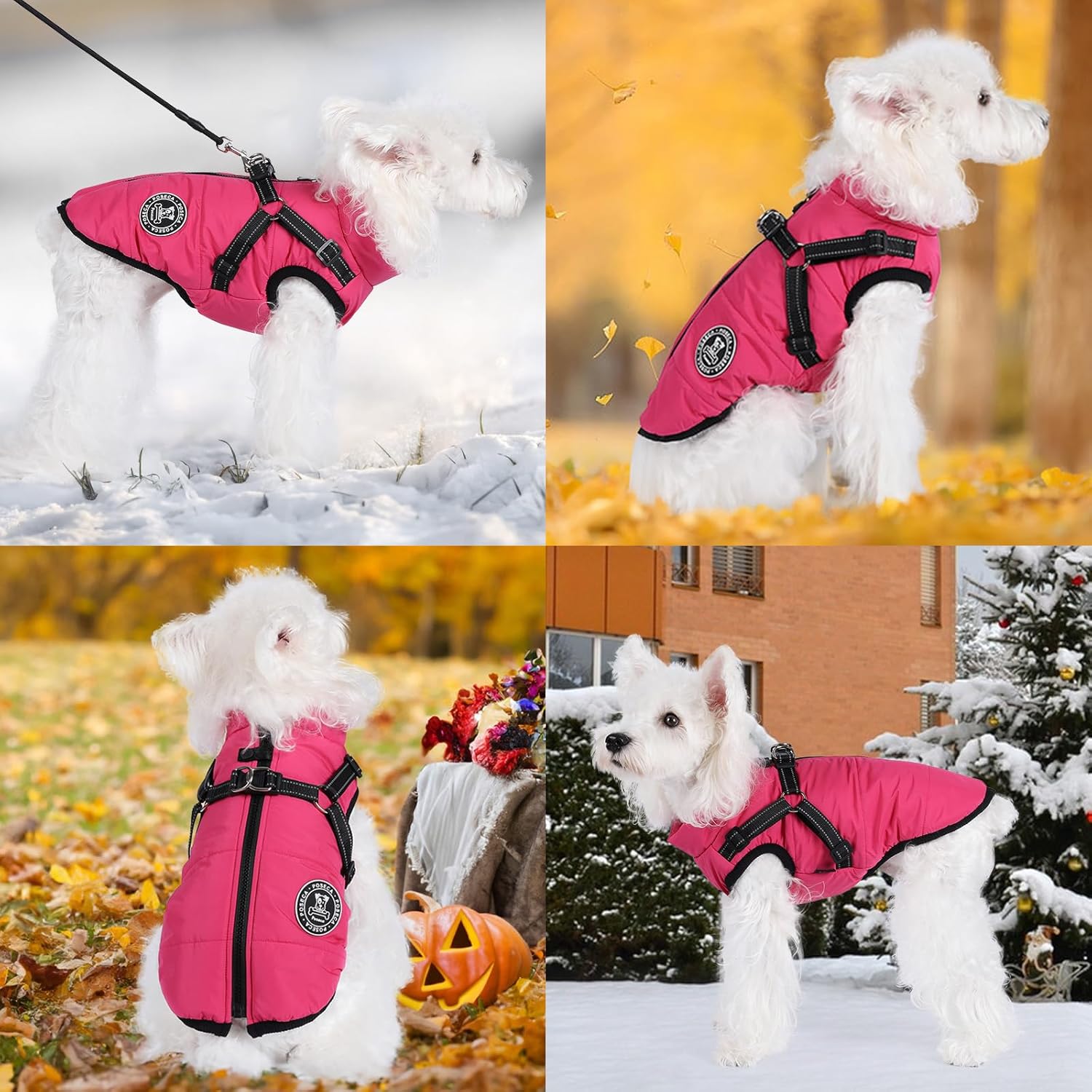 Poseca Dog Clothes for Small Dogs Dog Coat Waterproof Winter Jacket Warm Vest Dog Clothes Dog Coat Warm Winter Dog Jacket with Dog Harness for Small Medium Large Dogs - Comfort Style