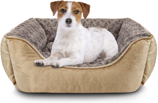 JOEJOY Dog Bed Medium - Washable Dog Bed Anti-Anxiety Dog Bed Soft Plush Dog Bed Rectangle Non-Slip Bottom Pet Bed - Small | Medium | Large Size Mattress Mat For Dog, Grey - Comfort Style