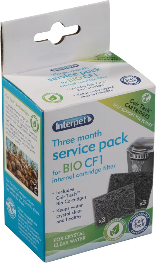 Interpet 3 Month Service Pack for the Interpet Internal Cartridge Filter BIO CF 1 (3 x Front Coir Tech Cartridge, 3 x Back Coir Tech Cartridge - Comfort Style