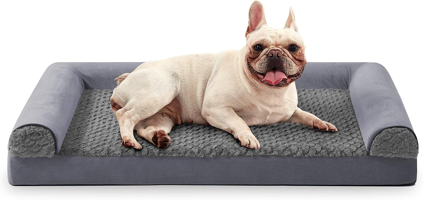 FURTIME Large Dog Bed(89 x 64cm), Orthopedic Memory Foam Dog Beds Sofa with Removable Flannel Cover, Washable Pet Bed, Good for Doberman Pinscher, Sheltie, Border Collie, Australian Herding Dog - Comfort Style