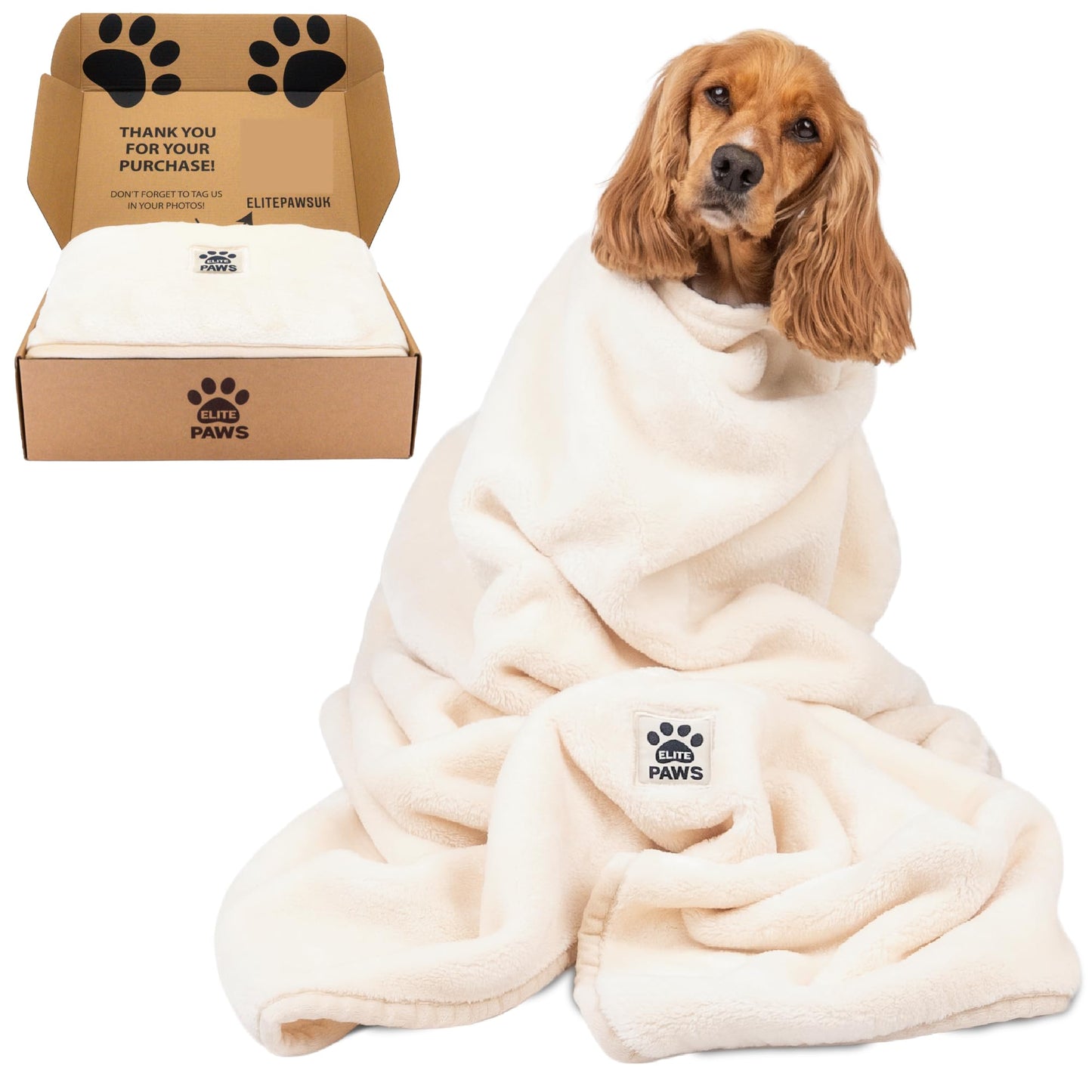 Elite Paws® UK: Luxury Dog Blanket - Plush, XL 130x100cm, Super Soft/Thick Fleece, Protects Sofas & Beds, Stylish, Durable & Washable, From Puppy to Adult Pet, For Home & Travel - 1 Pack (Grey)