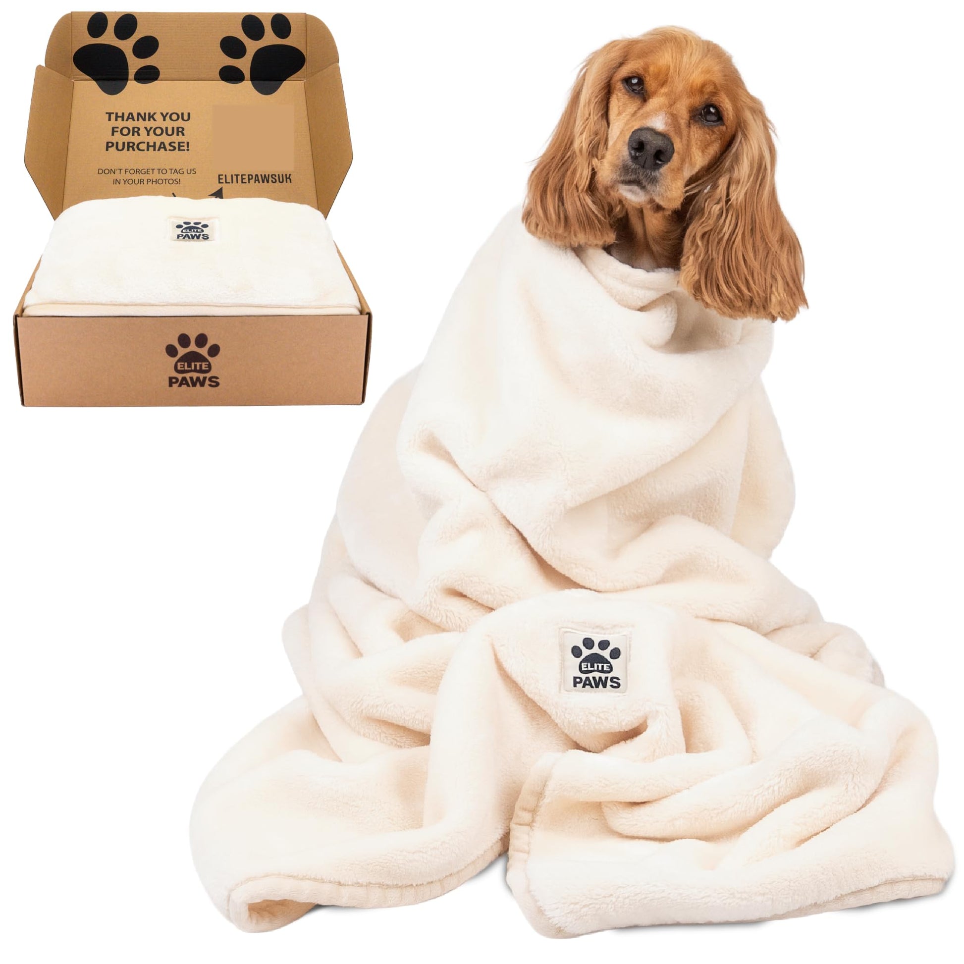 Elite Paws® UK: Luxury Dog Blanket - Plush, XL 130x100cm, Super Soft/Thick Fleece, Protects Sofas & Beds, Stylish, Durable & Washable, From Puppy to Adult Pet, For Home & Travel - 1 Pack (Grey)