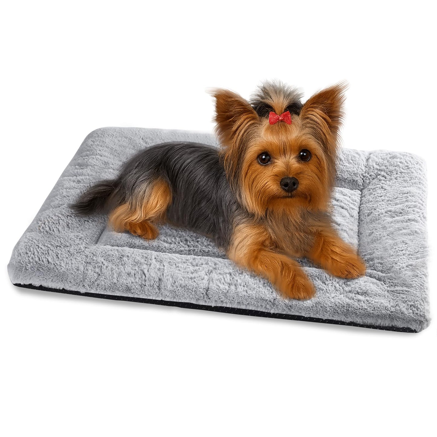 Baodan Washable Dog Bed for Medium Large Dogs Cats, Soft Dog Crate Mattress Mat, Fluffy Comfortable Pet Beds Pad Cushion- XL 106x71 cm, Grey