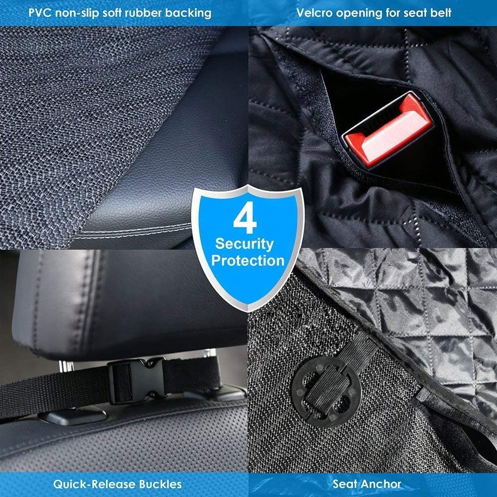 Petnice Pet Back Seat Covers, Waterproof Scratch Proof Nonslip Dog Travel Hammock with Seat Anchors for Cars Trucks SUV, Car Boot Liner - Comfort Style
