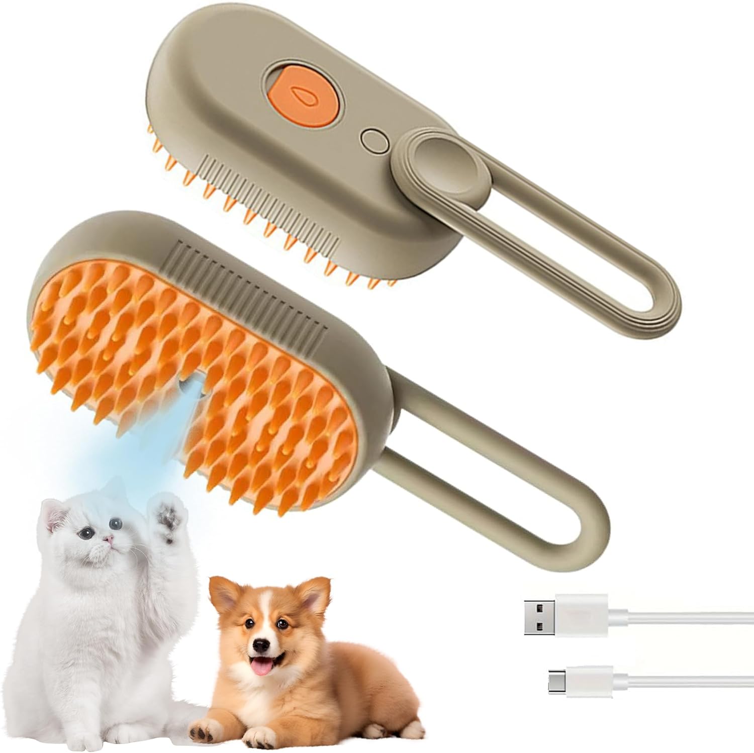 Cat Steam Brush for Shedding Cloud Care Cat Brush with Steam Self Cleaning Spritz Defur Comb Cat Grooming Brush for Long and Short Hair of Cat and Dog - Comfort Style