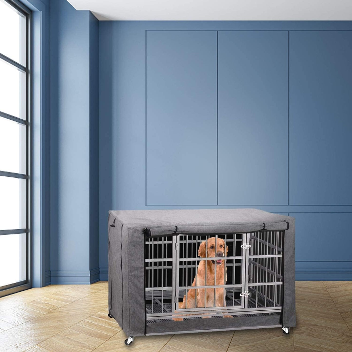 Dog Crate Cover - Durable Windproof Pet Kennel Cover for Wire Cages Indoor Outdoor Protection (30 Inch)