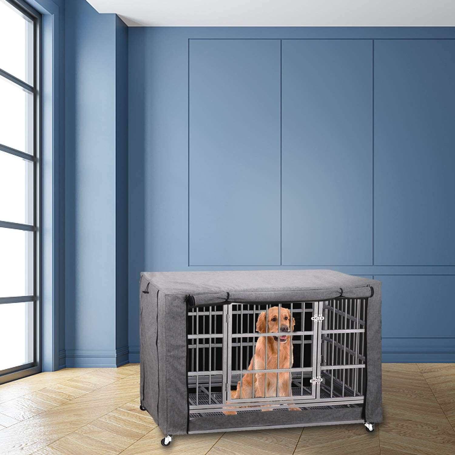 Dog Crate Cover - Durable Windproof Pet Kennel Cover for Wire Cages Indoor Outdoor Protection (30 Inch)