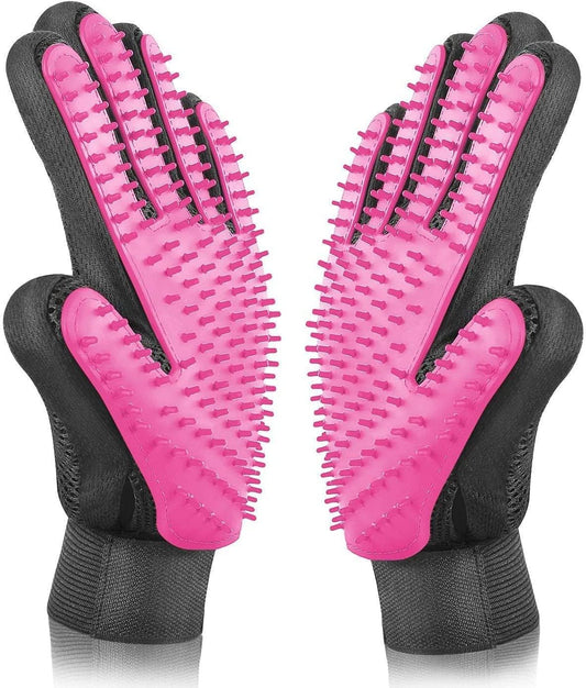 [Upgrade] Pet Dog Cat Grooming Glove,Gentle Deshedding Brush Glove,Efficient Pet Hair Remover Mitt,Massage Tool with Enhanced Five Finger Design,for Dogs,Cats,Rabbits,Horses with Long/Short Fur,1 Pair - Comfort Style