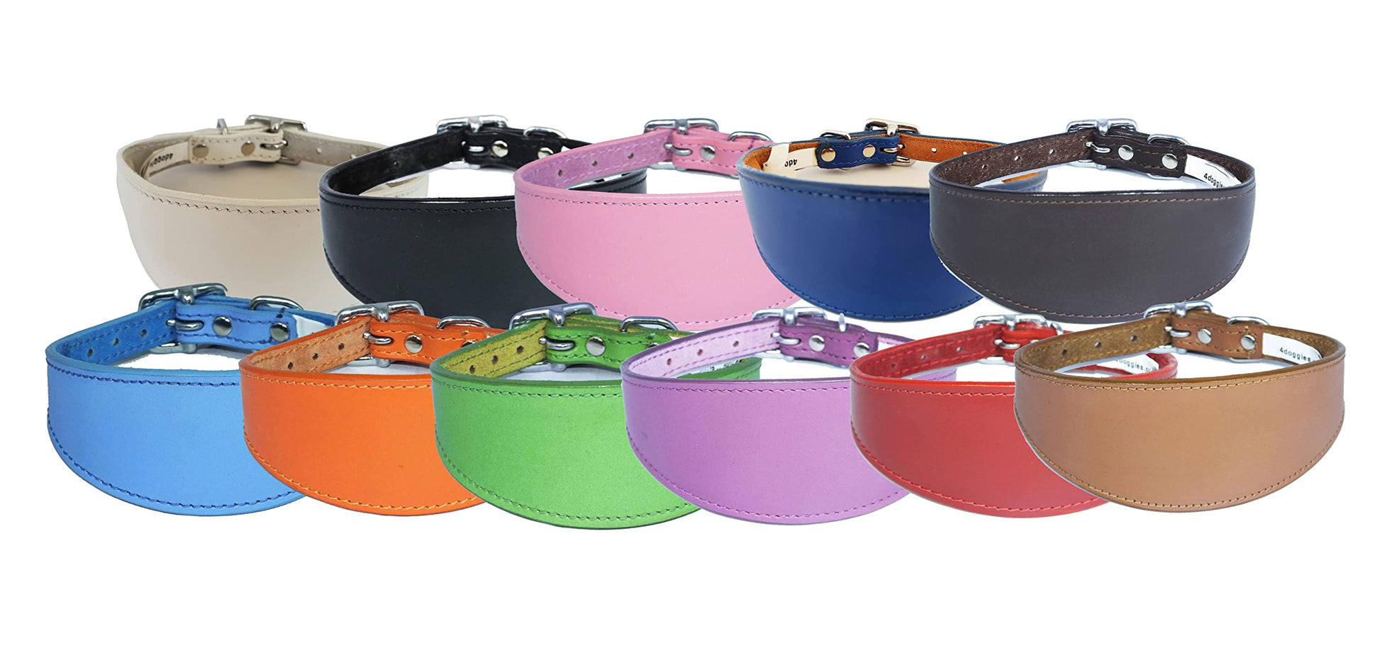 4doggies Whippet Leather Collar Suede Padded Backing to fit 11 - 13 Inch Neck 27-33 cm (Dark Blue)