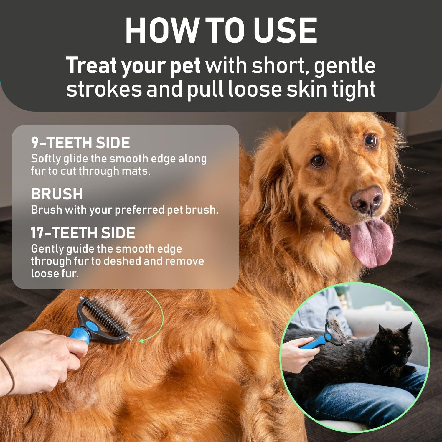 Maxpower Planet Dog Brush - Reduce Shedding by 95% - Double Sided Deshedding Dematting Tool - Undercoat Rake Dog, Cat Brush - Dog Brushes Shedding Hair - Dog Grooming Brush - Cat Grooming Brush, Blue - Comfort Style