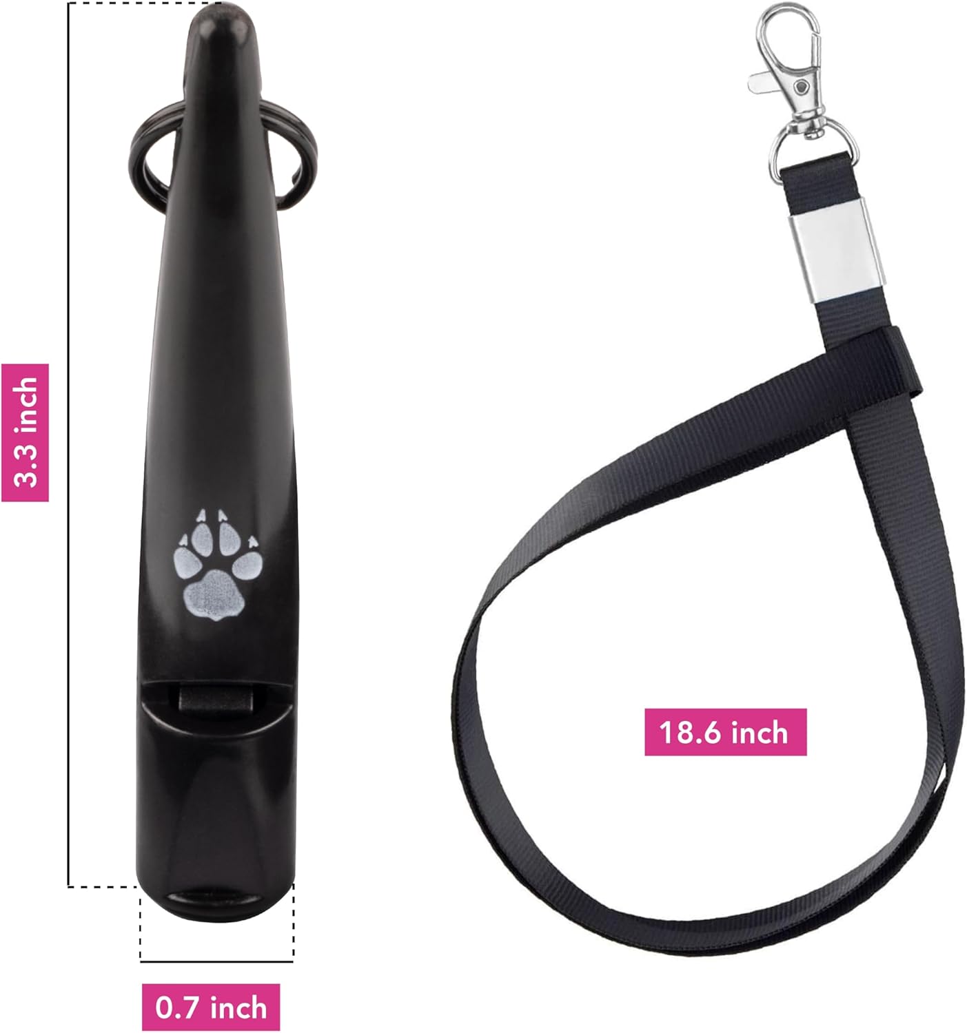 TDL Gun Dog Training Whistle with Lanyard - Dog Whistle with Loud, Solid Tone & Far Reaching Sound - Ideal High-Frequency Long-Distance Dog Recall Whistle for Most Breeds - Black