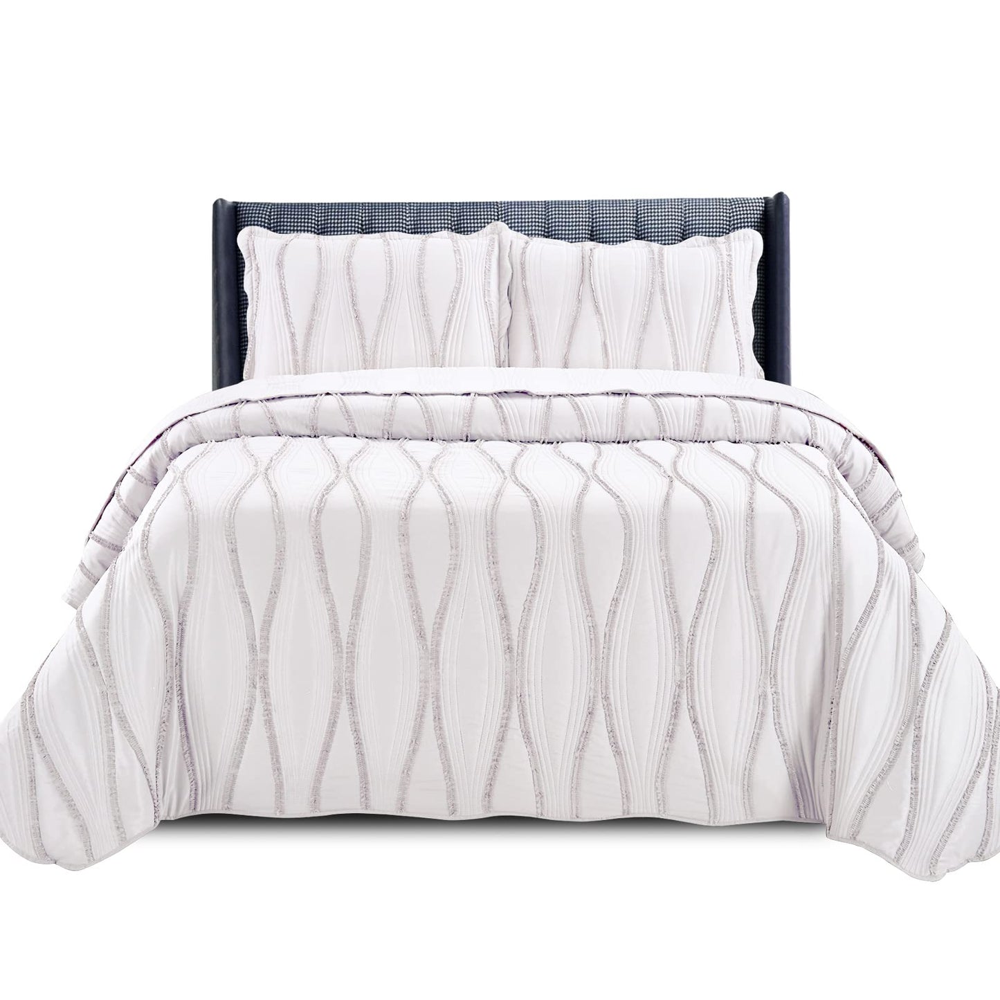 PHP Beautiful Quilted Bedspread Throw Embossed Frilled Pattern Quilt Coverlets Bedspreads Throw Bedding for All Season Comforter Set - Mustard - Single