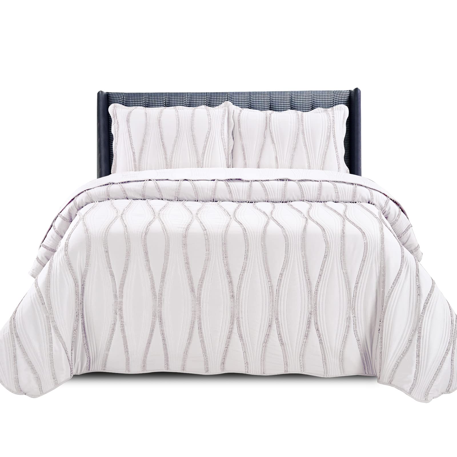 PHP Beautiful Quilted Bedspread Throw Embossed Frilled Pattern Quilt Coverlets Bedspreads Throw Bedding for All Season Comforter Set - Mustard - Single