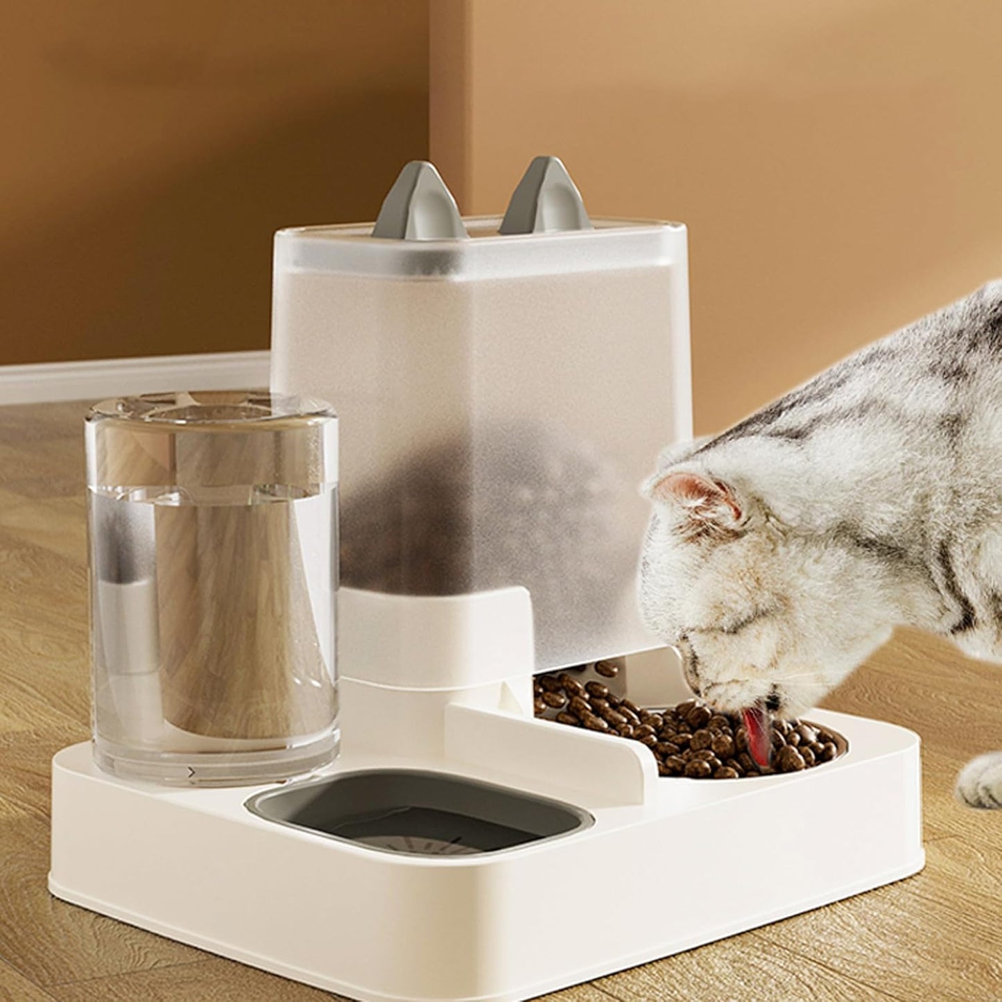 Automatic Food Feeder and Waterer Set 3.2L, 2 Packs Automatic Feeder and Waterer Set,Plastic Dog Food Dispenser and Dog Water Dispenser for Small&Medium Dogs Cats 30x15.5x25cm - Comfort Style