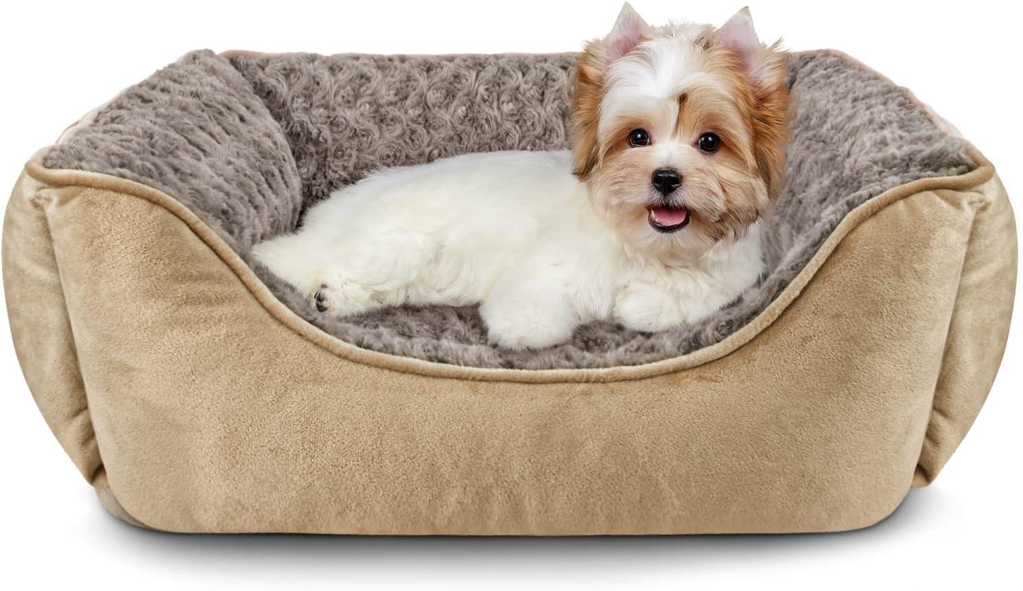 JOEJOY Dog Bed Medium - Washable Dog Bed Anti-Anxiety Dog Bed Soft Plush Dog Bed Rectangle Non-Slip Bottom Pet Bed - Small | Medium | Large Size Mattress Mat For Dog, Grey - Comfort Style