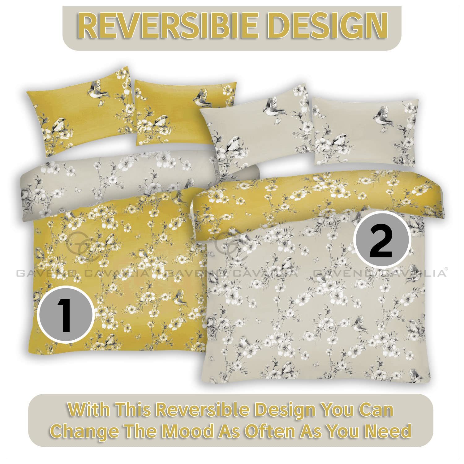 GC GAVENO CAVAILIA Duvet Cover With Pillow Cases - Polycotton Quilt Cover - Bedding Set - Comfort Style