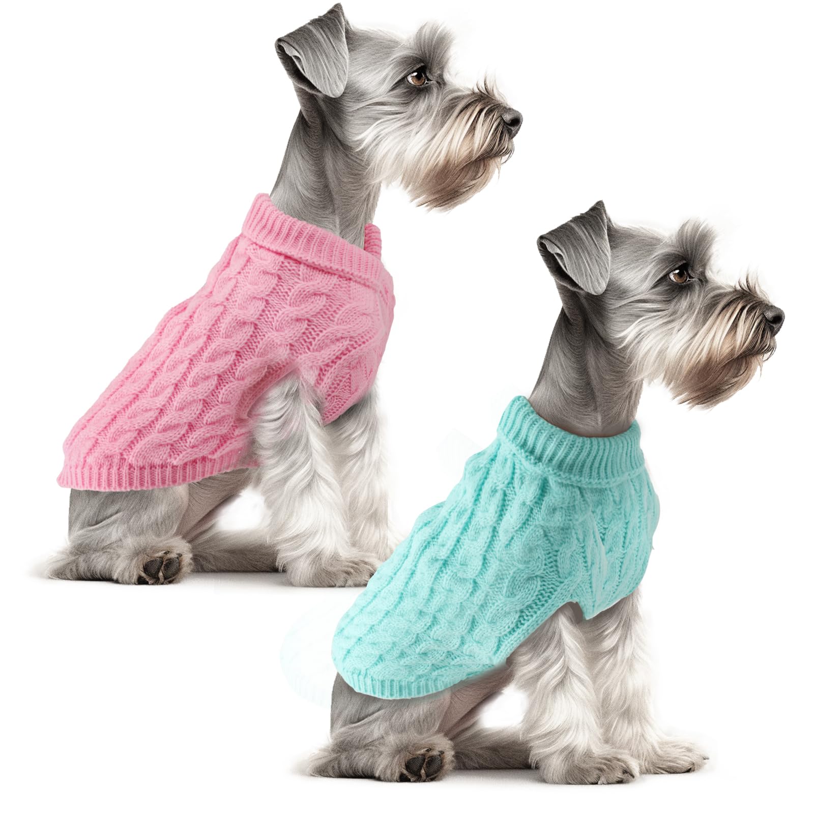 Fiohiros Dog Jumpers Knitted Turtleneck, Warm Winter Dachshund Jumper Cute, Apparel Puppy Twist Striped Vest Dog Clothes for Dogs Cats