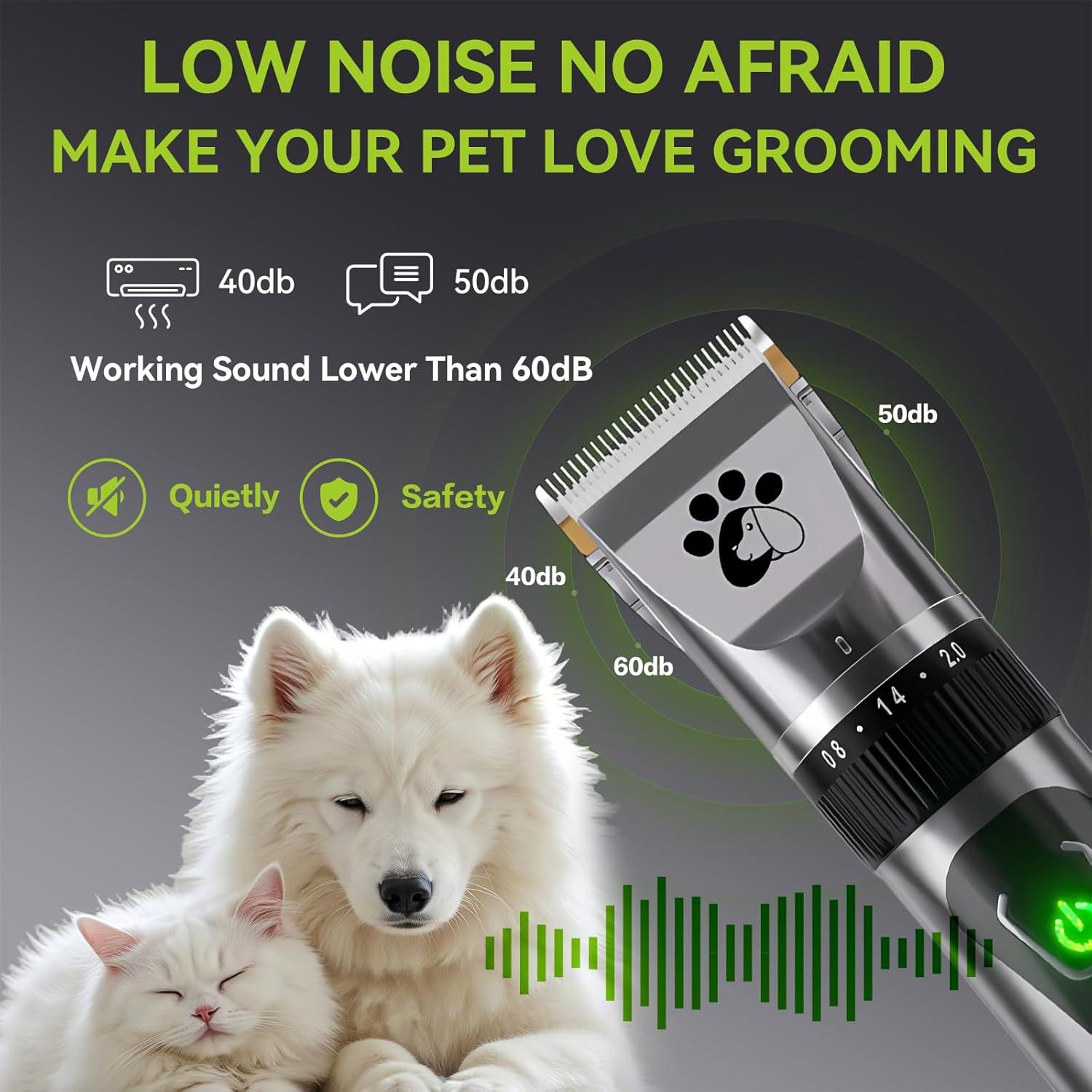 Dog Clippers Cordless, Professional Dog Trimmer, 2-Speed Low Noise Dog Grooming Kit, Pet Trimmer for Small Large Thick Hair Dogs - Comfort Style