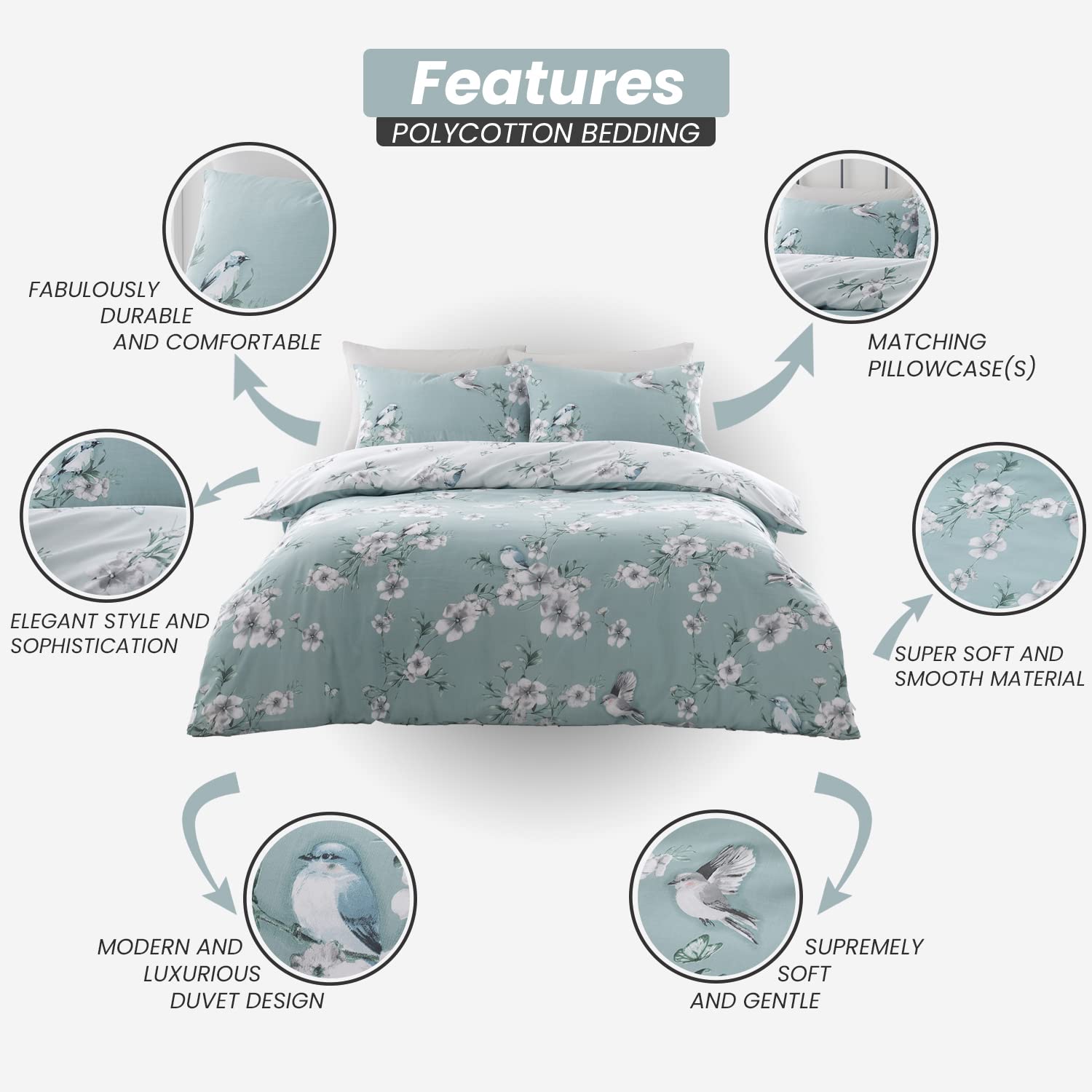 GC GAVENO CAVAILIA Duvet Cover With Pillow Cases - Polycotton Quilt Cover - Bedding Set - Comfort Style