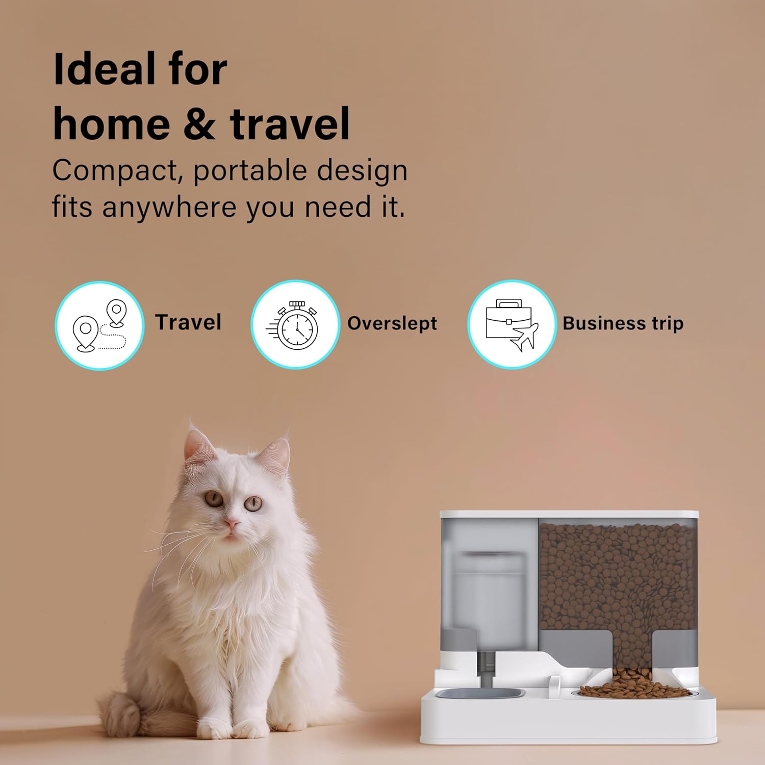 Automatic Food Feeder and Waterer Set 3.2L, 2 Packs Automatic Feeder and Waterer Set,Plastic Dog Food Dispenser and Dog Water Dispenser for Small&Medium Dogs Cats 30x15.5x25cm - Comfort Style