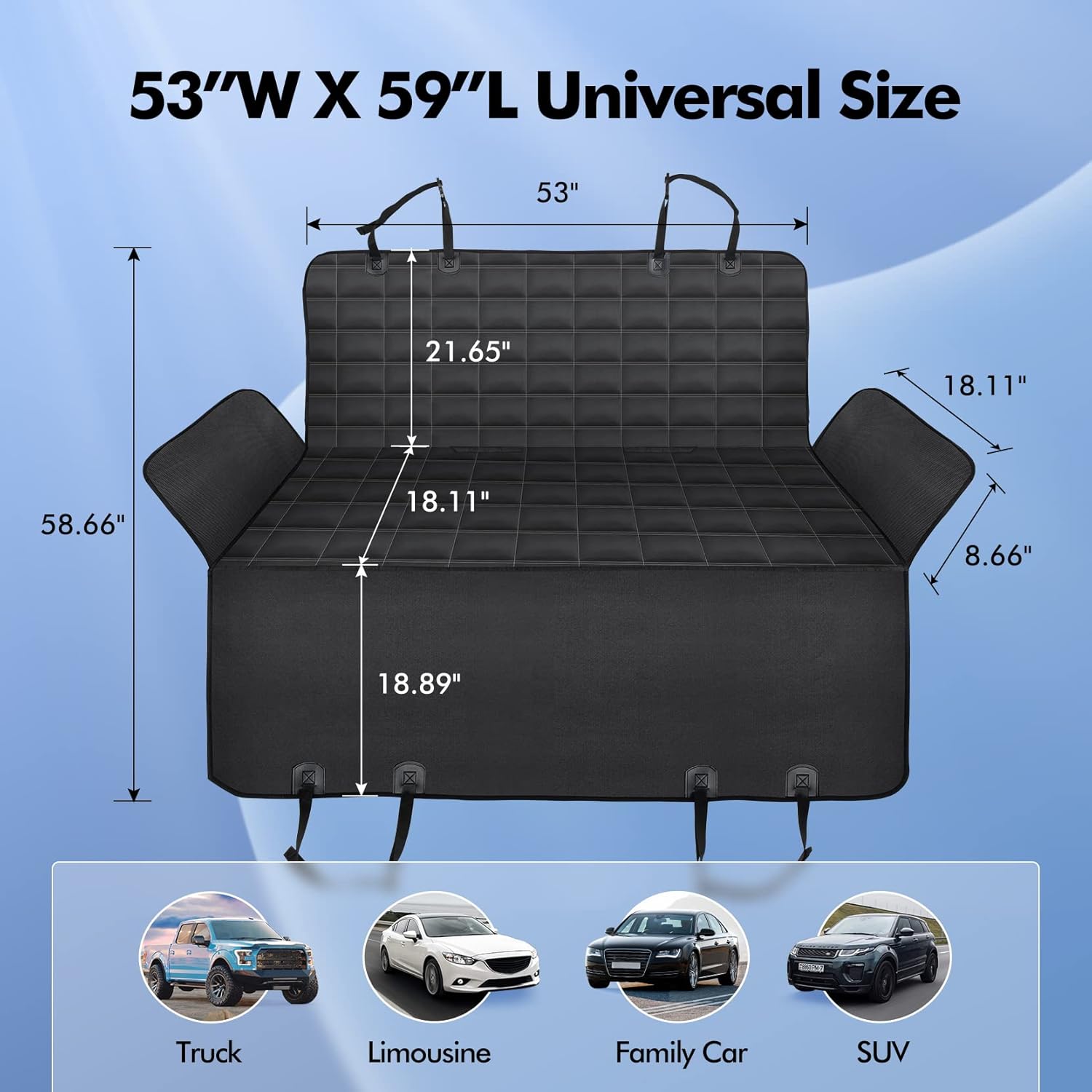 Meginc Heavy Duty Waterproof Dog Seat Cover For SUV Back Seat - Nonslip, Custom Fit For Large SUVs