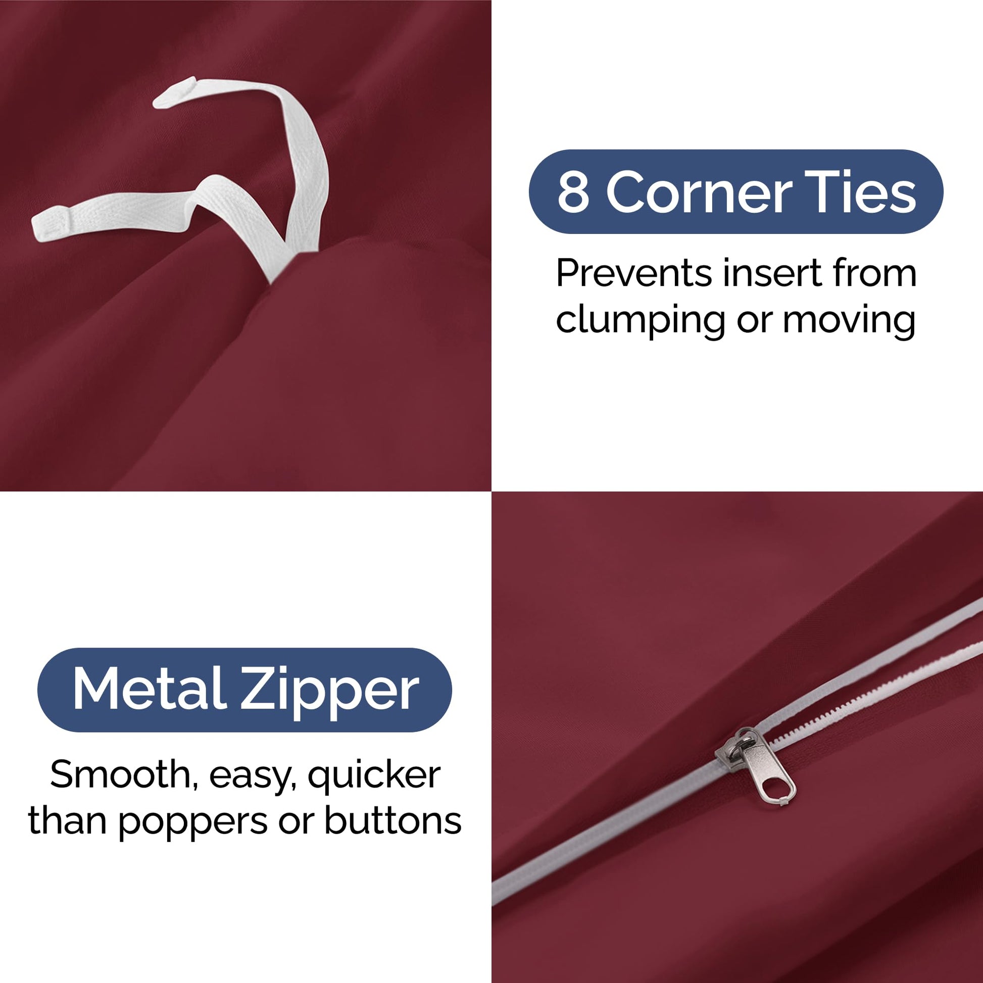 Bedding Duvet Quilt Cover Set with 2 Pillowcases - Hotel Quality - Cooling, Wrinkle-Free, Machine Washable with Zipper & Corner Ties - Super Soft Microfibre-Polyester - Comfort Style