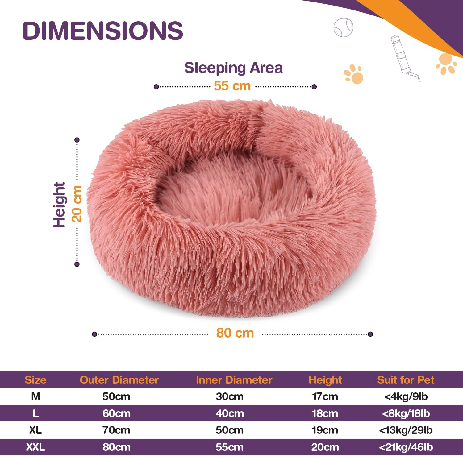 ELYF 50cm Dark Grey Donut Cat Beds for Indoor Cats Clearance, Kitten Bed and Puppy Bed with Anti-Slip Waterproof Bottom, Fluffy Cosy Pet Bedding & Furniture for Small Dog Bed Clearance, Large Cat Bed - Comfort Style