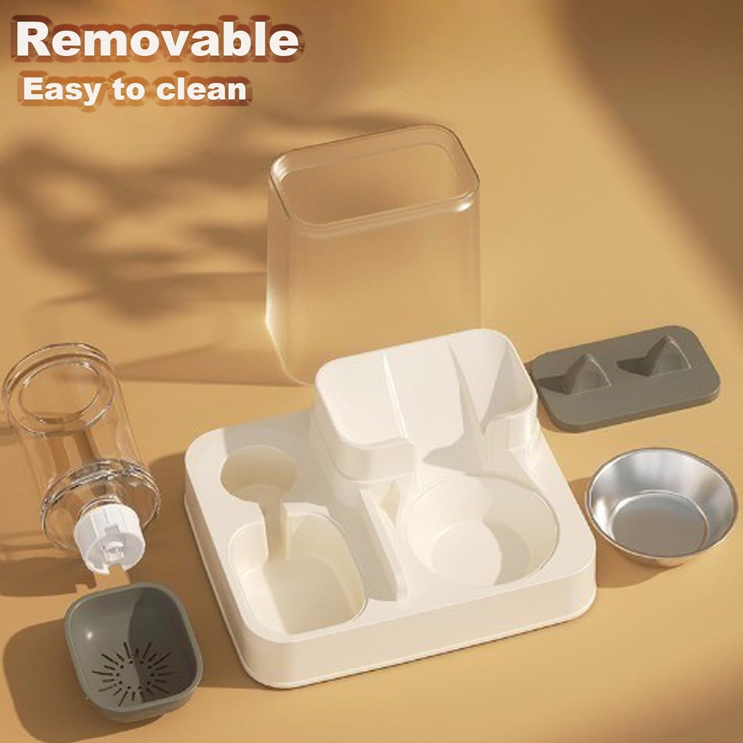 Automatic Food Feeder and Waterer Set 3.2L, 2 Packs Automatic Feeder and Waterer Set,Plastic Dog Food Dispenser and Dog Water Dispenser for Small&Medium Dogs Cats 30x15.5x25cm - Comfort Style