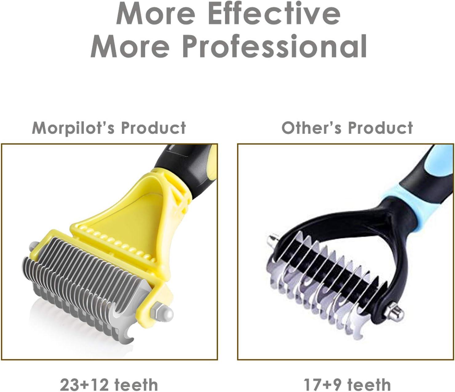 Morpilot Dog Brush Cat Brush Grooming Comb, 23+12 Double Sided Undercoat Rake Dematting Deshedding Tool for Long Hair Pets Cat Dog Slicker Shedding Brushes Efficiently Reduces Hair Loss by up to 90% - Comfort Style