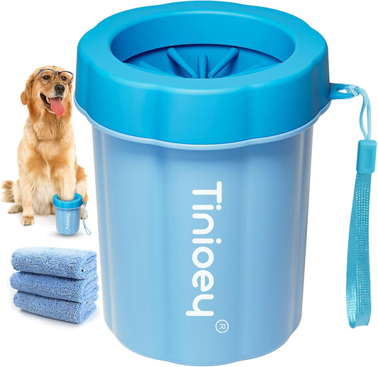 Tinioey Dog Paw Cleaner for Dogs, Dog Paw Washer, Pet Paw Cleaner Muddy Paws Cleaner, Dog Foot Cleaner (with 3 Absorbent Towels), Dog Walking Accessories Dog Gifts - Comfort Style