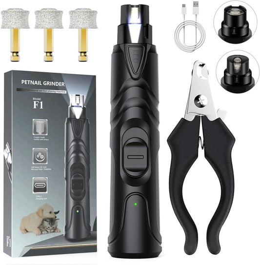 ETENTOUS Pet Dog Nail Grinder, Professional Pet Nail Grinder Low Noise, 2-Speed Mode Dog Claw Grinder Pet Nail Trimmer with LED Light, for Small Medium Large Breed Dog and Cat - Comfort Style