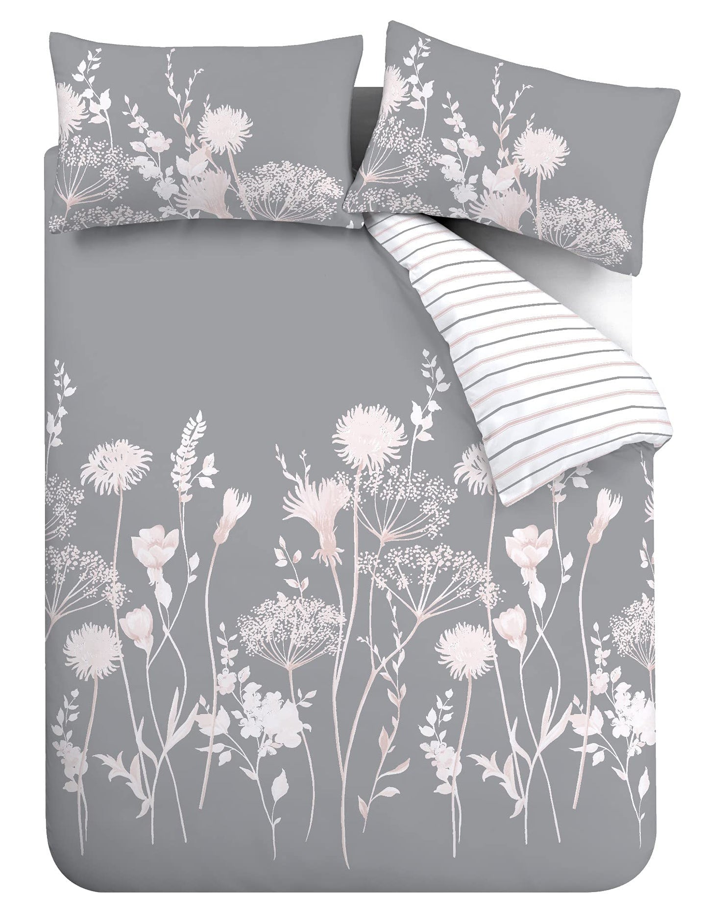 Catherine Lansfield Meadowsweet Floral Reversible Duvet Cover Set with Pillowcase - Comfort Style