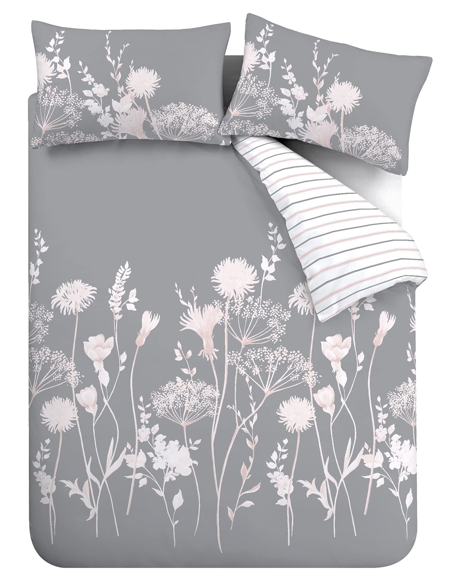 Catherine Lansfield Meadowsweet Floral Reversible Duvet Cover Set with Pillowcase - Comfort Style