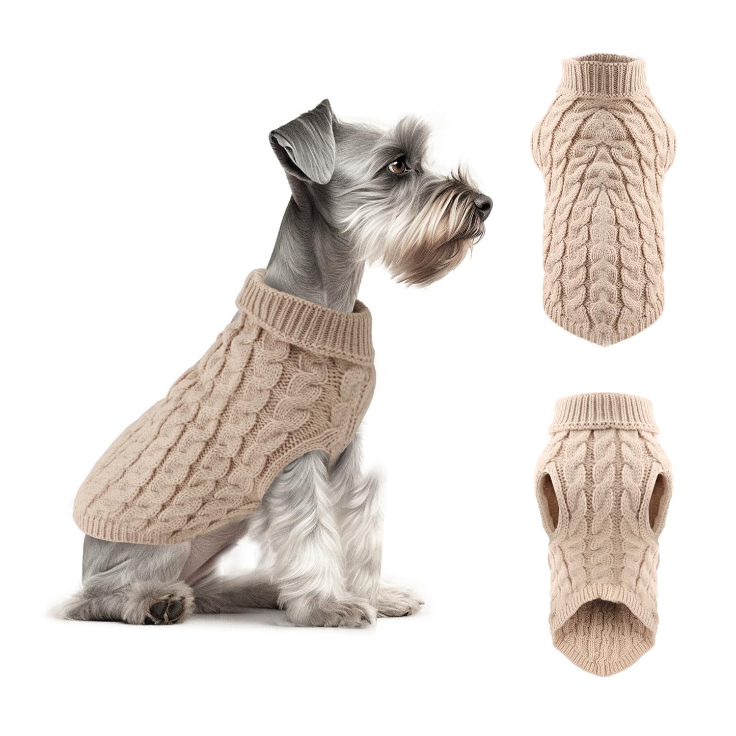 Fiohiros Dog Jumpers Knitted Turtleneck, Warm Winter Dachshund Jumper Cute, Apparel Puppy Twist Striped Vest Dog Clothes for Dogs Cats
