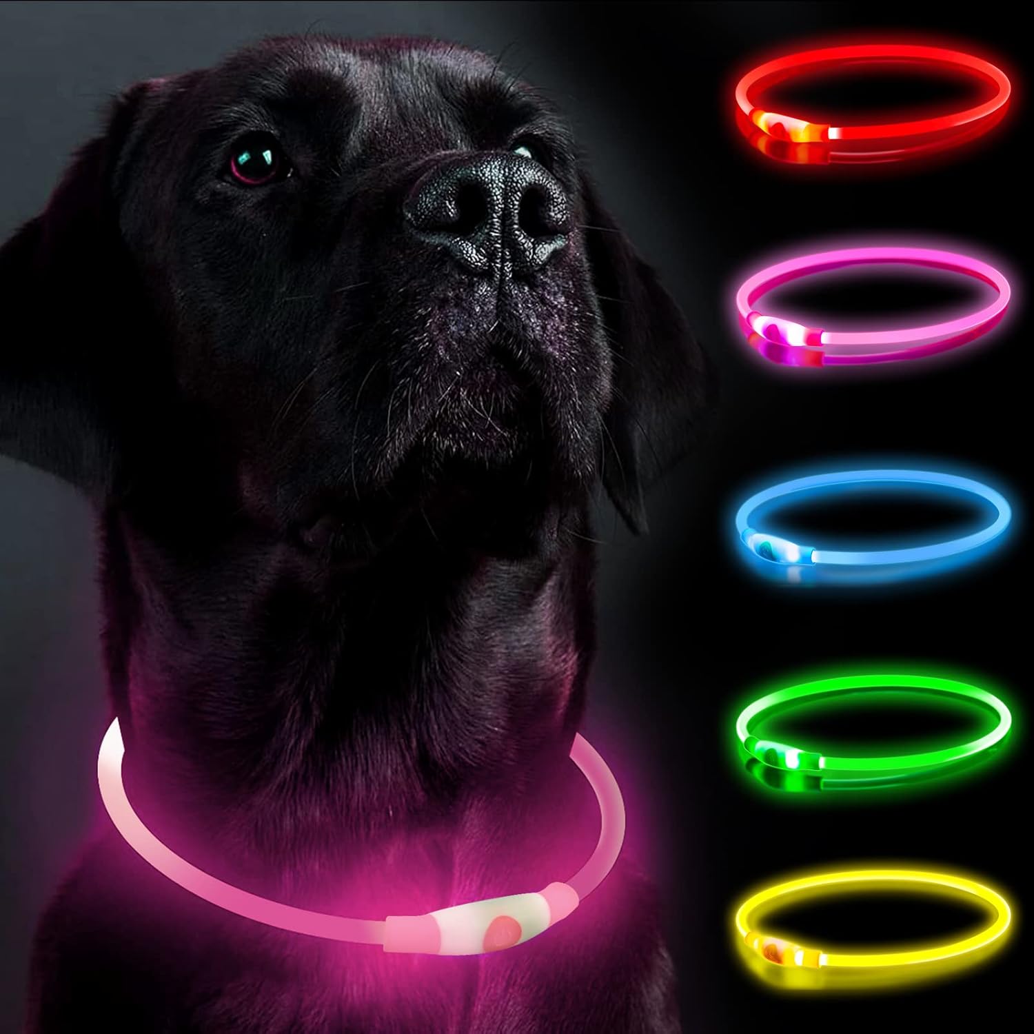 SerDa-Run Light Up Dog Collar, Dog Collar Lights for The Dark, Flashing Dog Collar Rechargeable, Size-Adjustable Light for Dog Collar with Three Modes(Blue) - Comfort Style