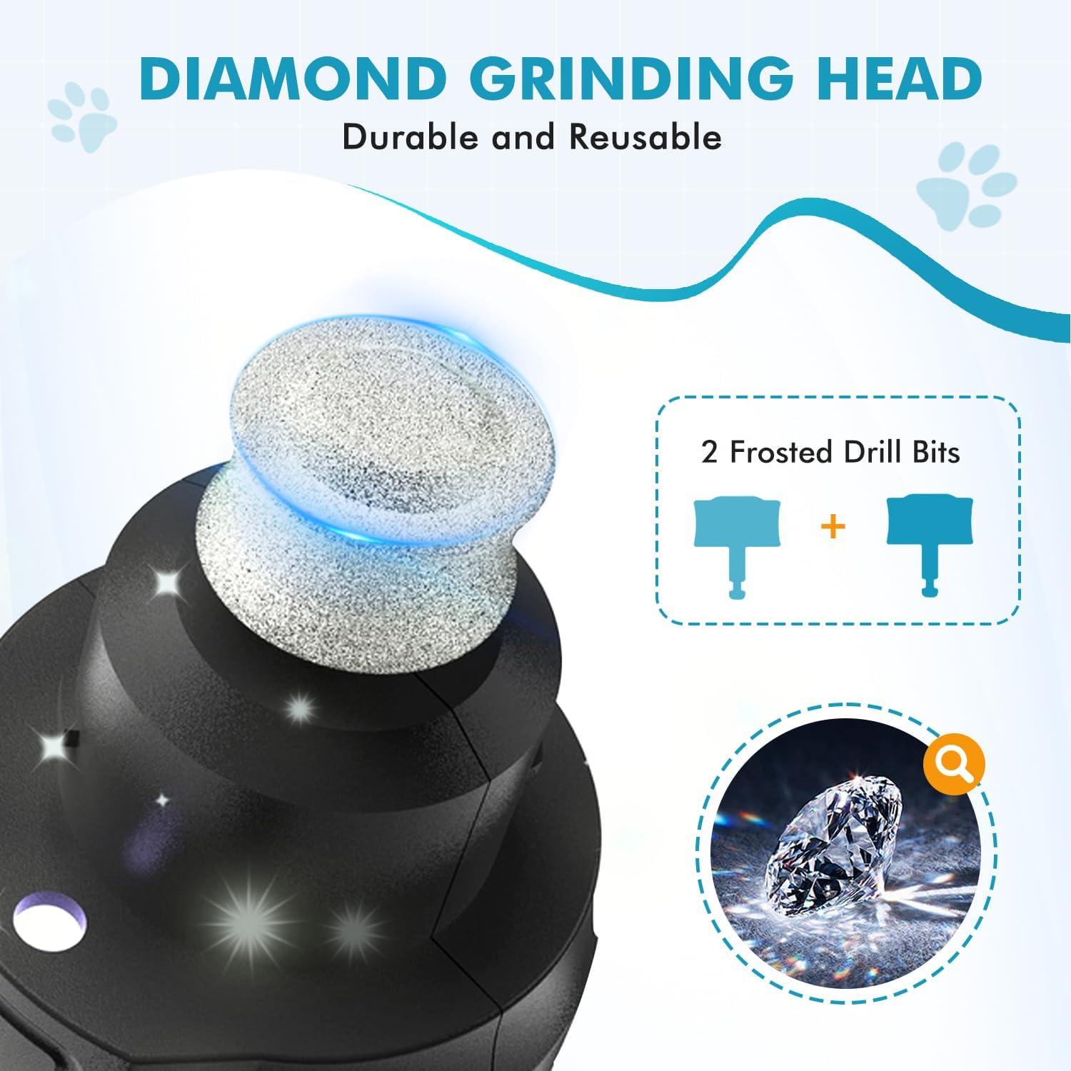 ETENTOUS Pet Dog Nail Grinder, Professional Pet Nail Grinder Low Noise, 2-Speed Mode Dog Claw Grinder Pet Nail Trimmer with LED Light, for Small Medium Large Breed Dog and Cat - Comfort Style
