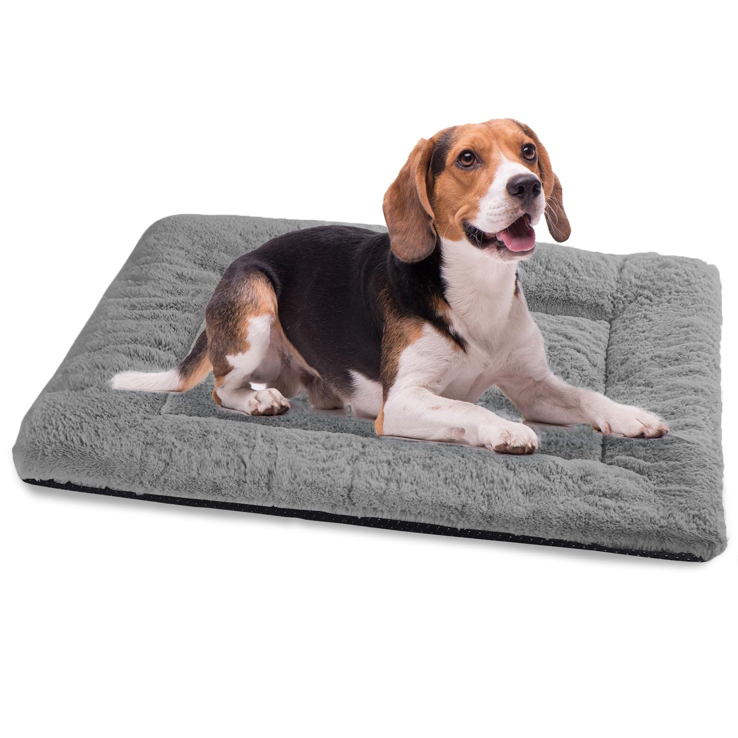 Baodan Washable Dog Bed for Medium Large Dogs Cats, Soft Dog Crate Mattress Mat, Fluffy Comfortable Pet Beds Pad Cushion- XL 106x71 cm, Grey