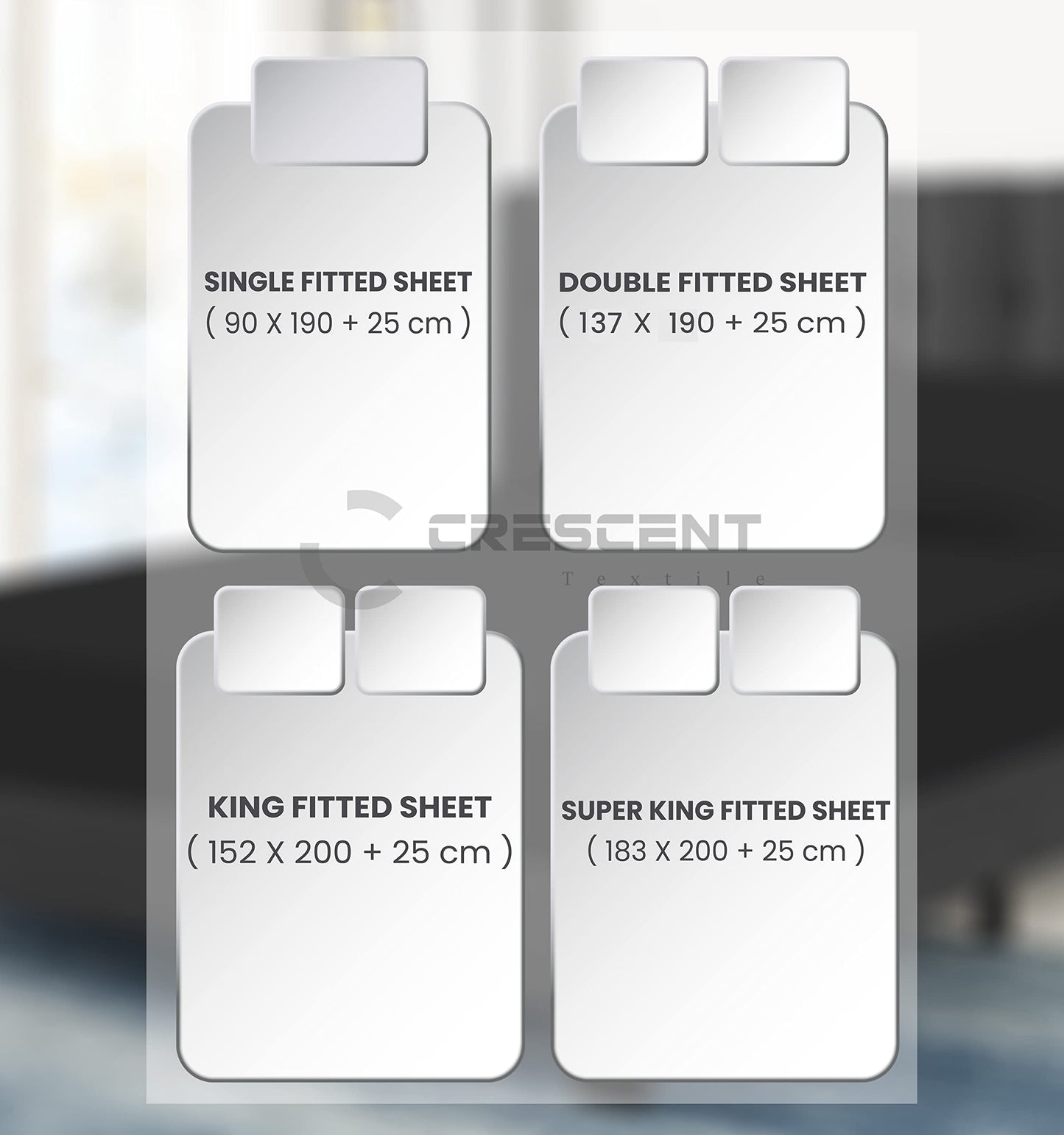 200 Thread Count Hotel Quality Bedding 100% Pure Egyptian Cotton Fitted Sheet - Stretches Up To 25cm Deep