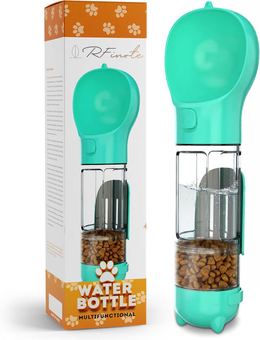 RFinote Dog Water Bottle - 300ml Pet Water Bottle with Garbage Collection Bag, Poop Shovel and Food Dispenser, Portable, Leak-Proof Water Feeder Ideal for Travel and Walking. - Comfort Style